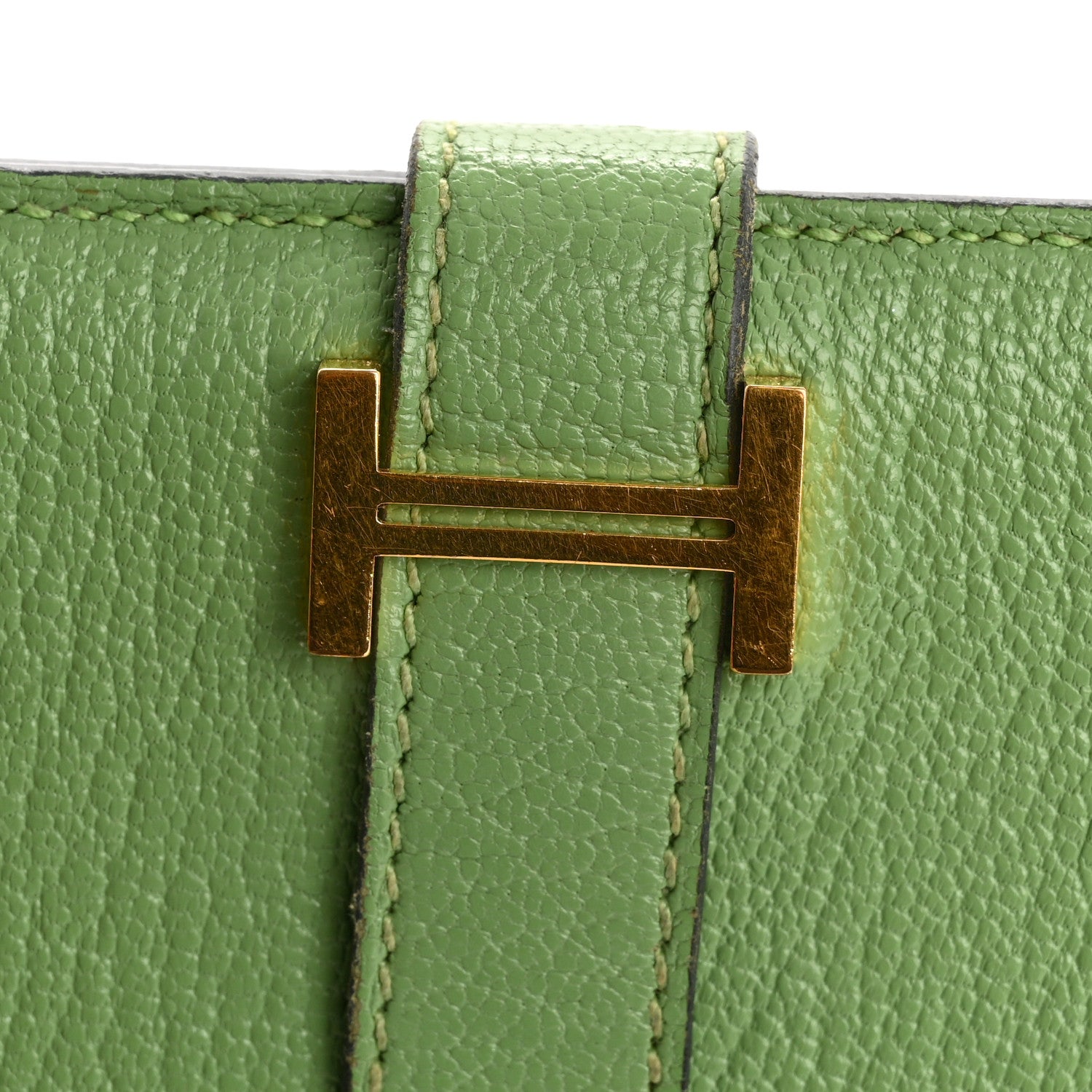 Hermes Chevre Mysore Bearn Card Holder Wallet Vert Criquet 8 of 13