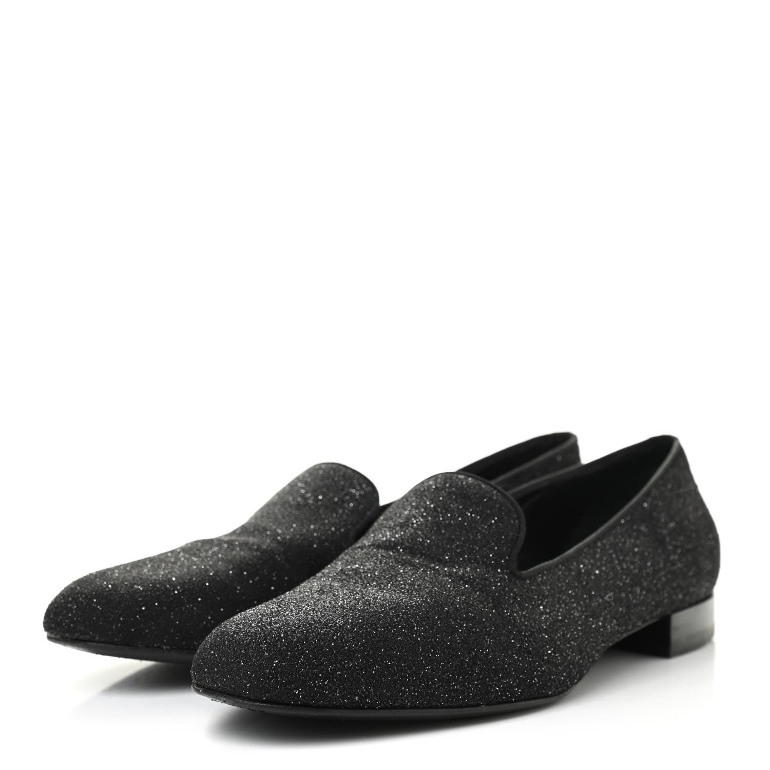Saint Laurent Metallic Calfskin Smoking Slipper Flat Loafers 38.5 Black Glitter 3 of 9