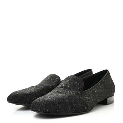 Saint Laurent Metallic Calfskin Smoking Slipper Flat Loafers 38.5 Black Glitter 3 of 9