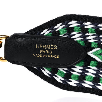Hermes Toile Swift 50mm Sangle Allegro Shoulder Strap Malachite Bleu Electrique Black 3 of 5