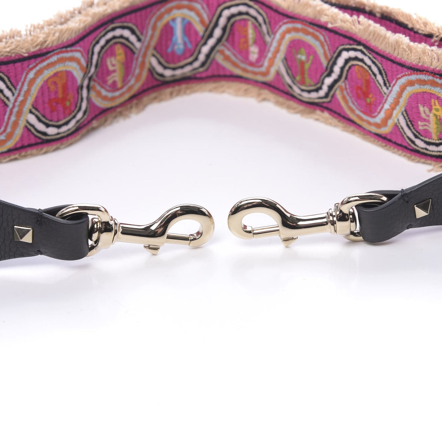 Canvas Animal Embroidered Rockstud Guitar Strap Pink