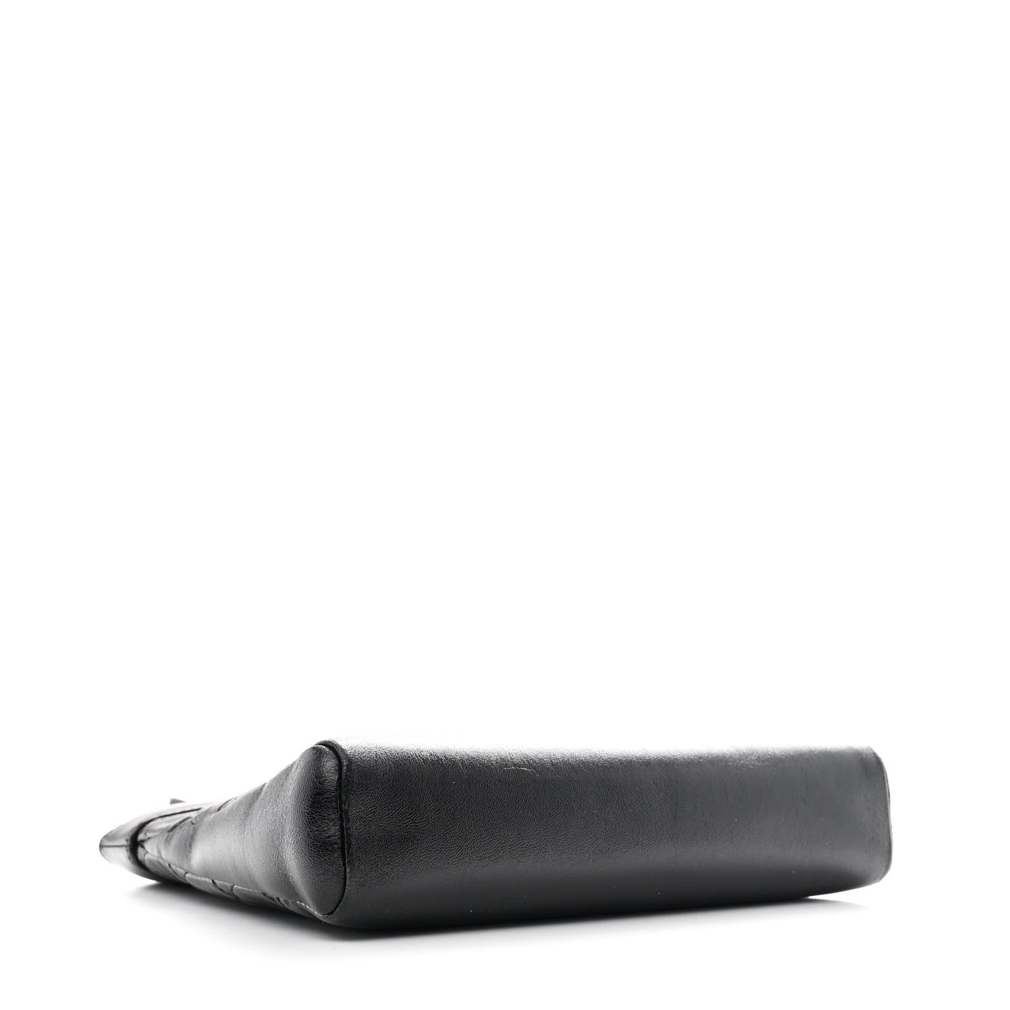Shiny Crumpled Calfskin Quilted Mini 31 Shopping Bag Black