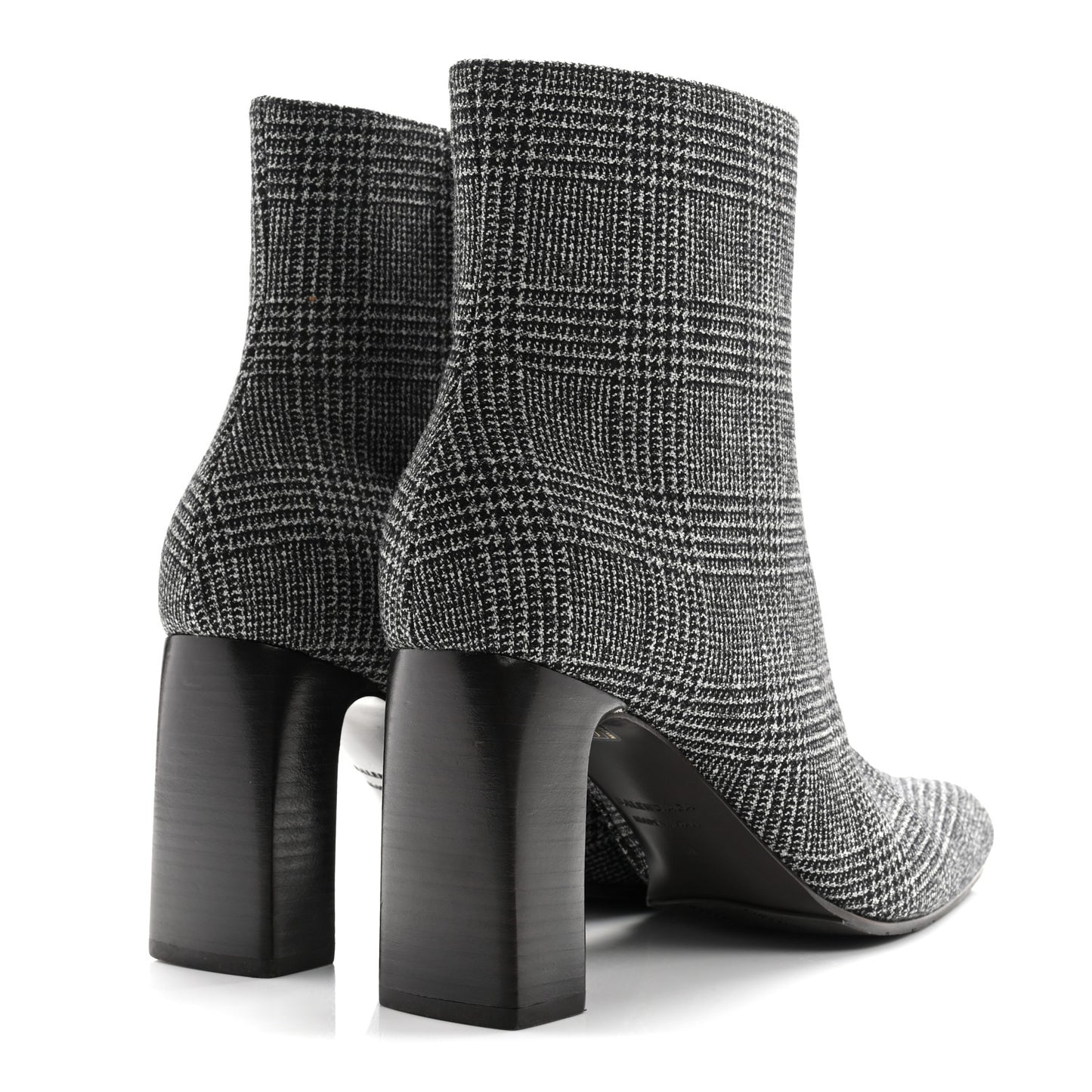 Wool Plaid Ankle Boots 41 Black White