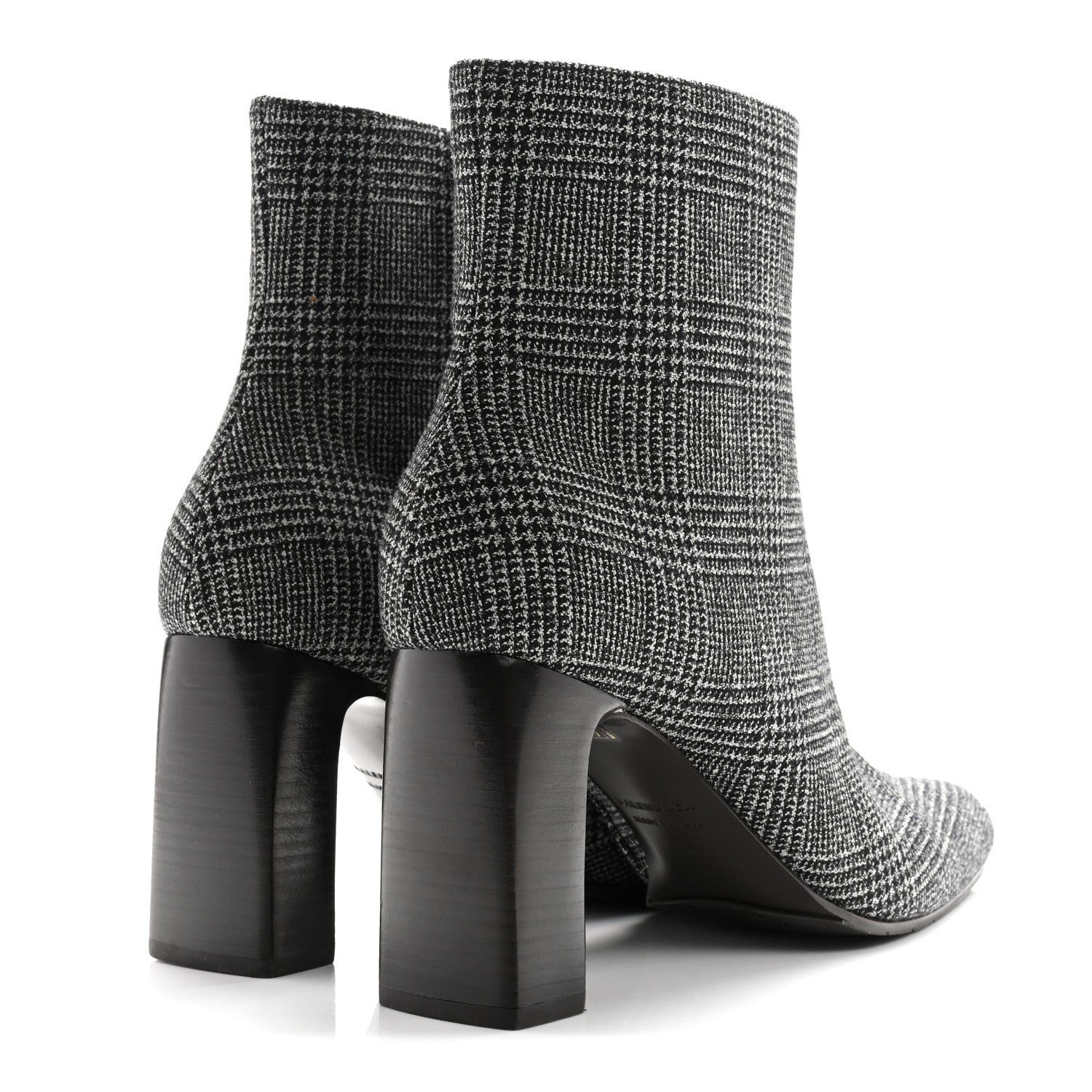 Balenciaga Wool Plaid Ankle Boots 41 Black White 5 of 10