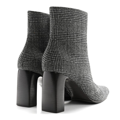 Balenciaga Wool Plaid Ankle Boots 41 Black White 5 of 10