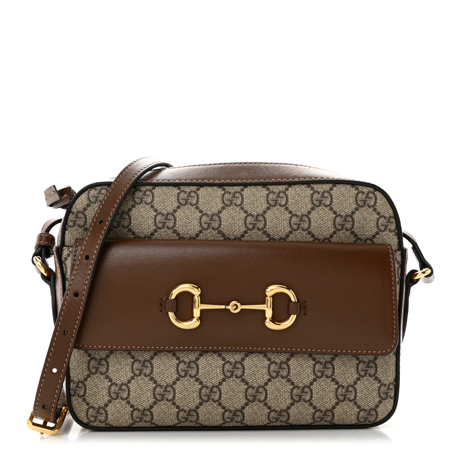 Gucci GG Supreme Monogram Small Horsebit 1955 Shoulder Bag Beige Brown Sugar 1 of 11