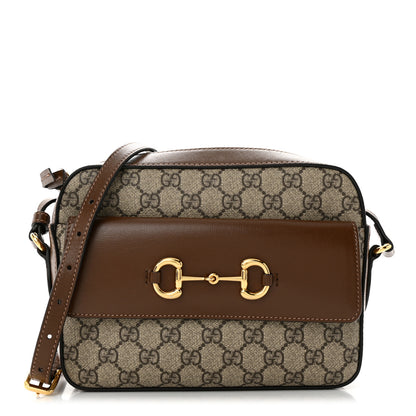 Gucci GG Supreme Monogram Small Horsebit 1955 Shoulder Bag Beige Brown Sugar 1 of 11