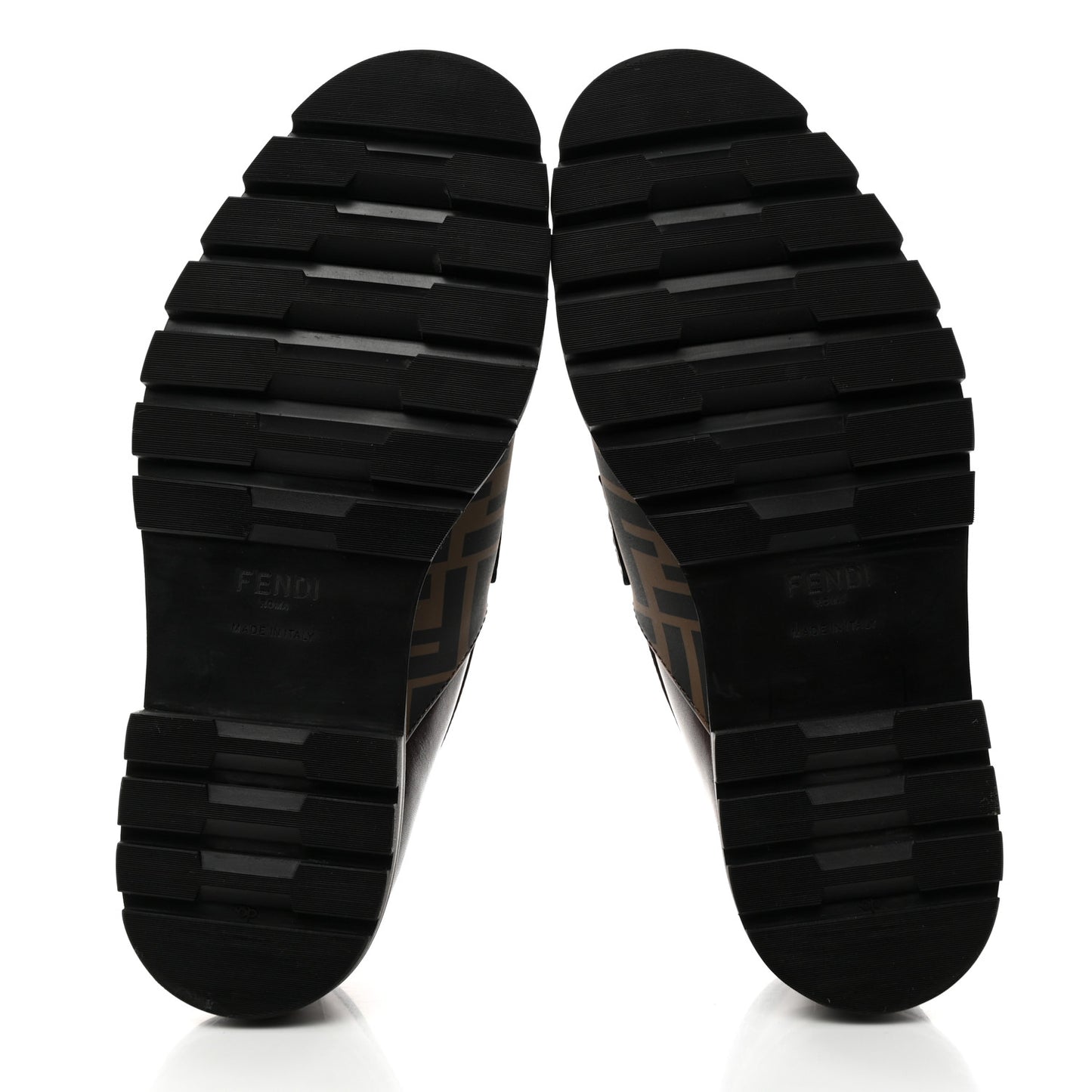 Calfskin FF Mens Lug Sole Loafers 7 Maya Black Moro