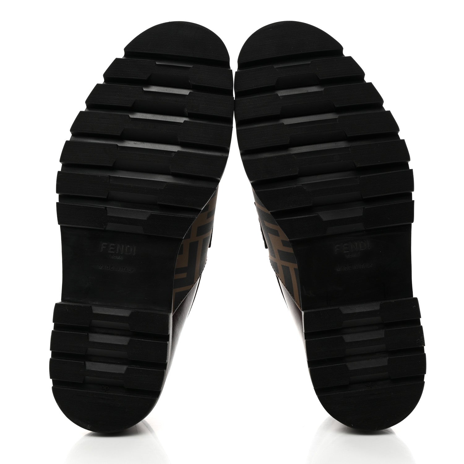 Fendi Calfskin FF Mens Lug Sole Loafers 7 Maya Black Moro 5 of 11