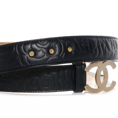 Chanel Lambskin Camellia CC Belt 95 38 Black 6 of 6