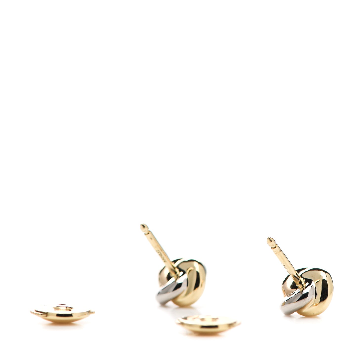 18K Pink Yellow White Gold Diamond Trinity Stud Earrings