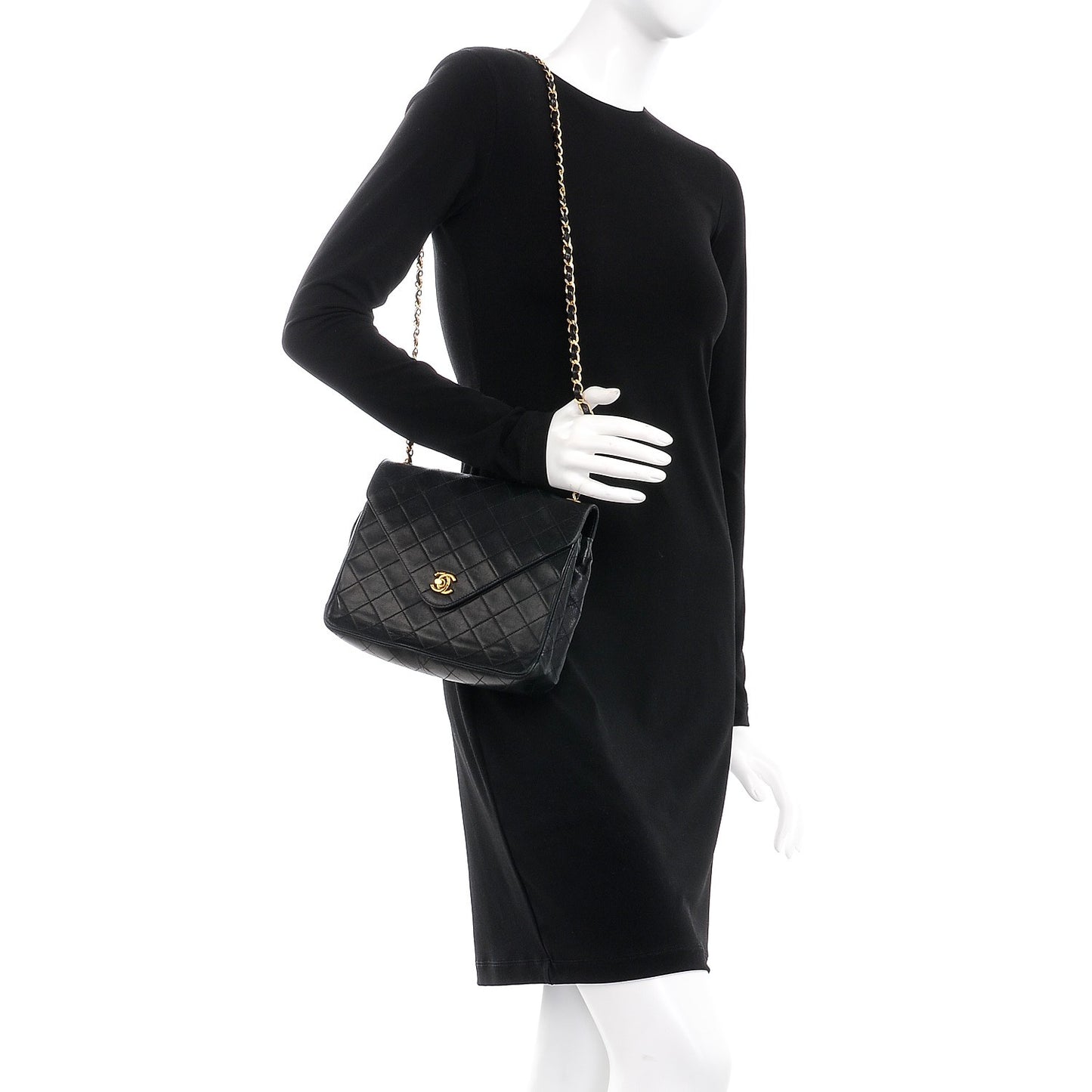 Lambskin Quilted Small Single Flap Black