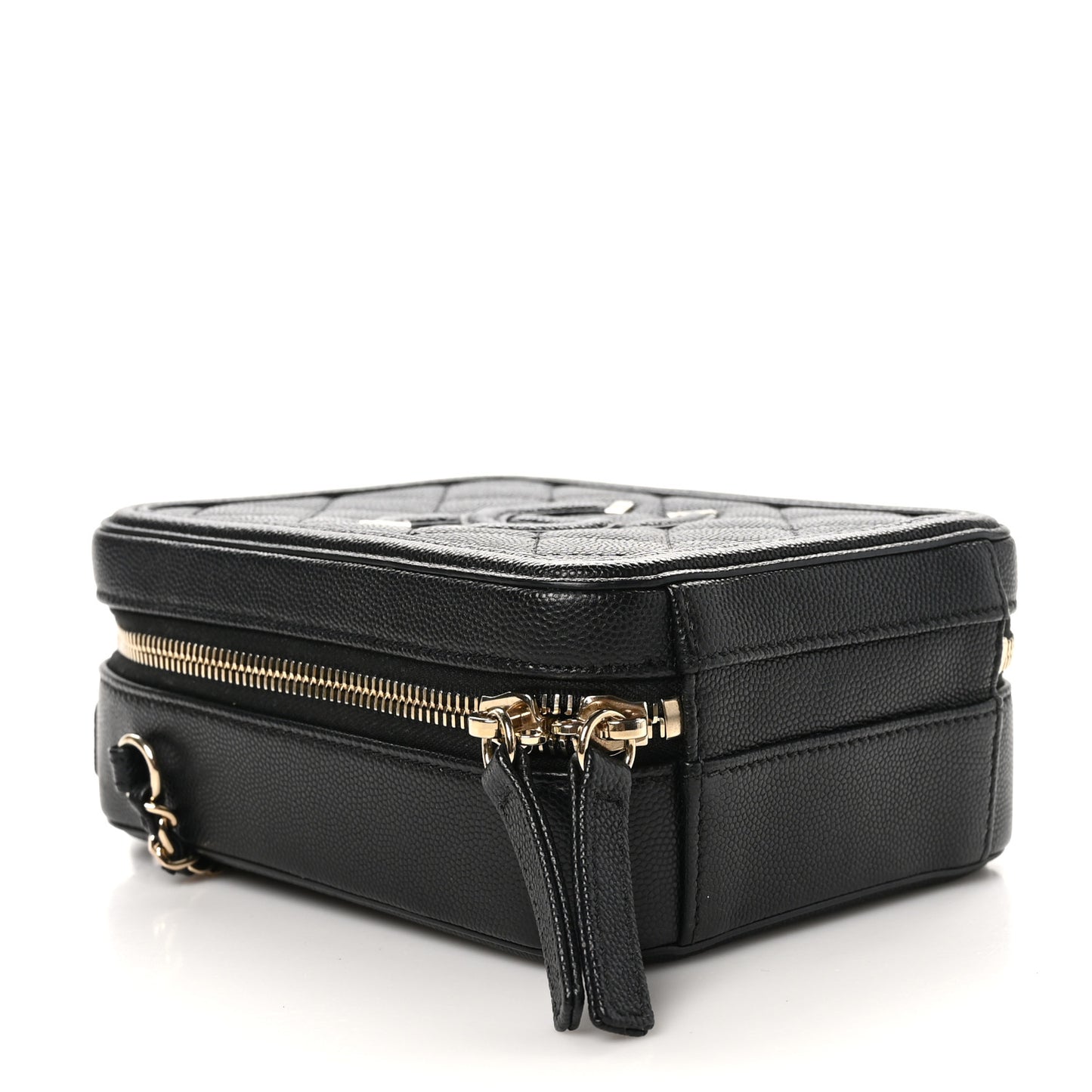 Caviar Quilted CC North South Filigree Vanity Case Black