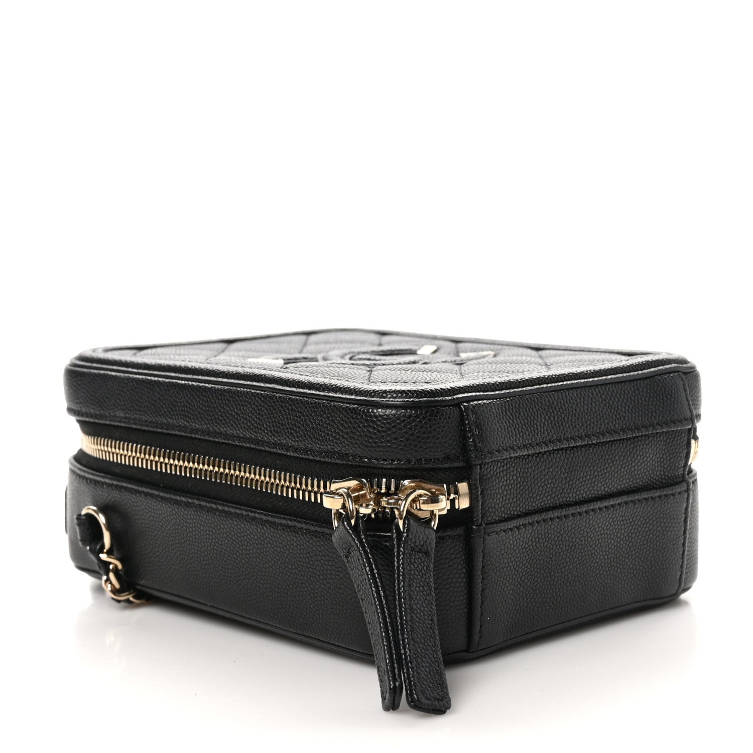 Chanel Caviar Quilted CC North South Filigree Vanity Case Black 4 of 10