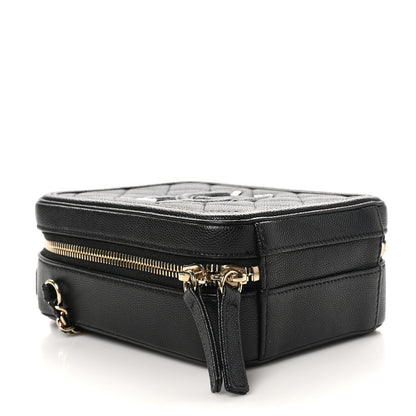 Chanel Caviar Quilted CC North South Filigree Vanity Case Black 4 of 10