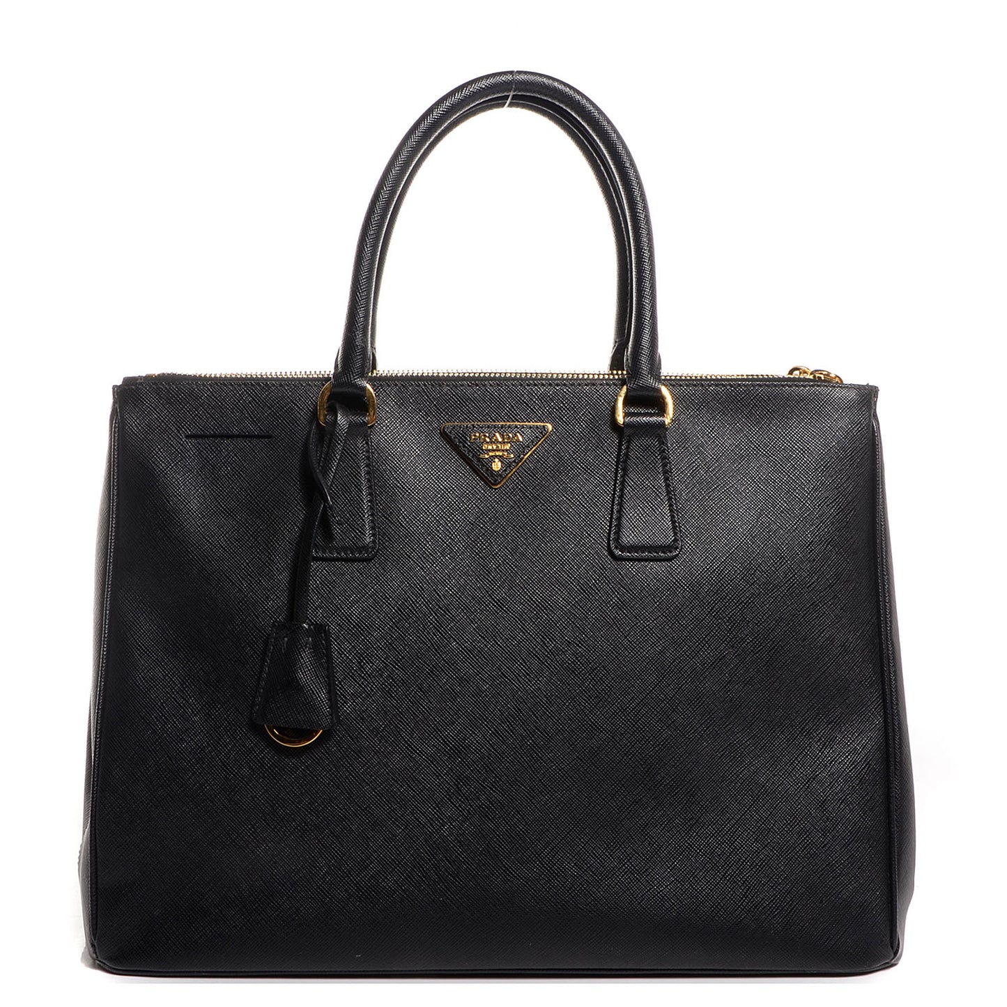 Saffiano Lux Large Double Zip Tote Nero Black
