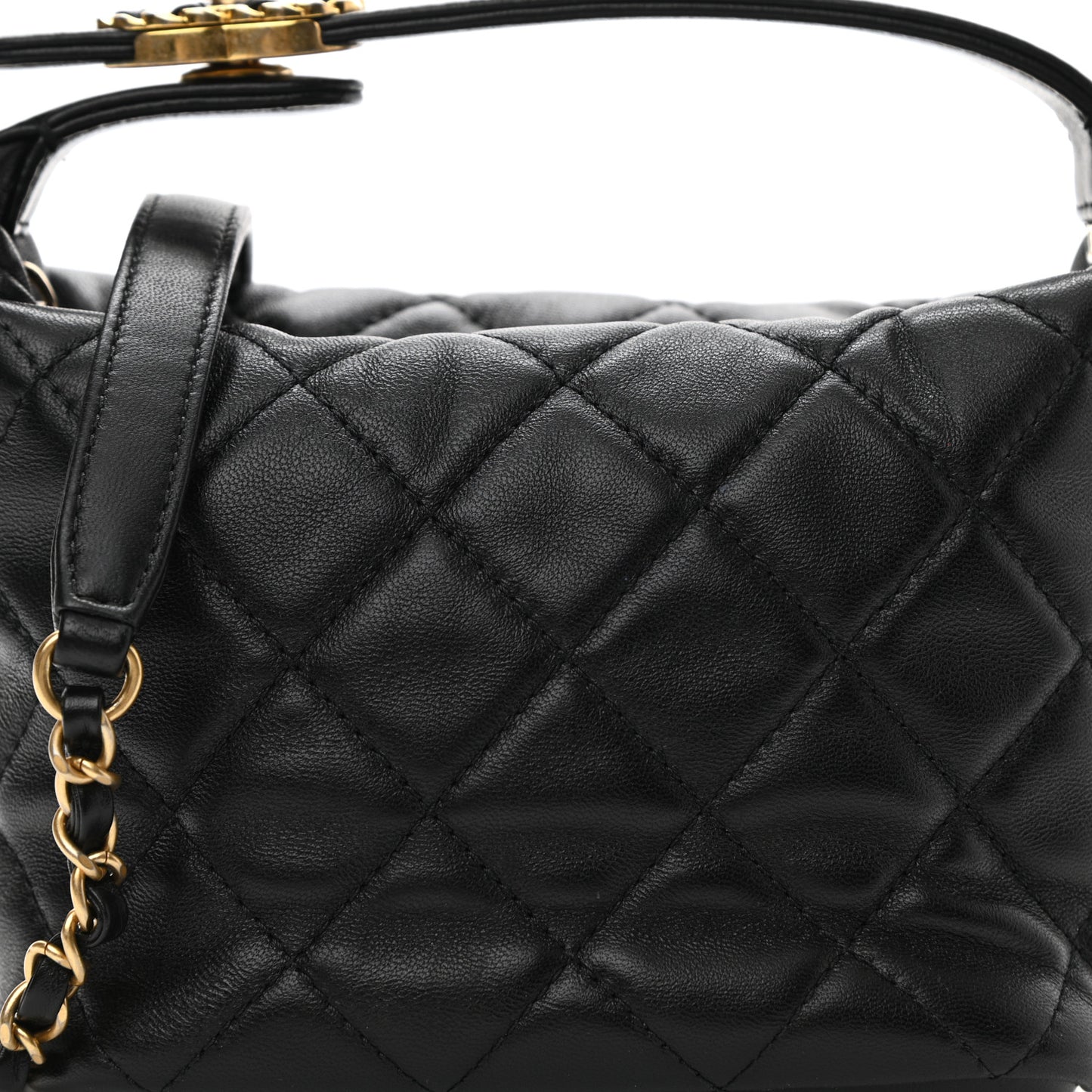 Lambskin Quilted Small Perfect Meeting Hobo Black