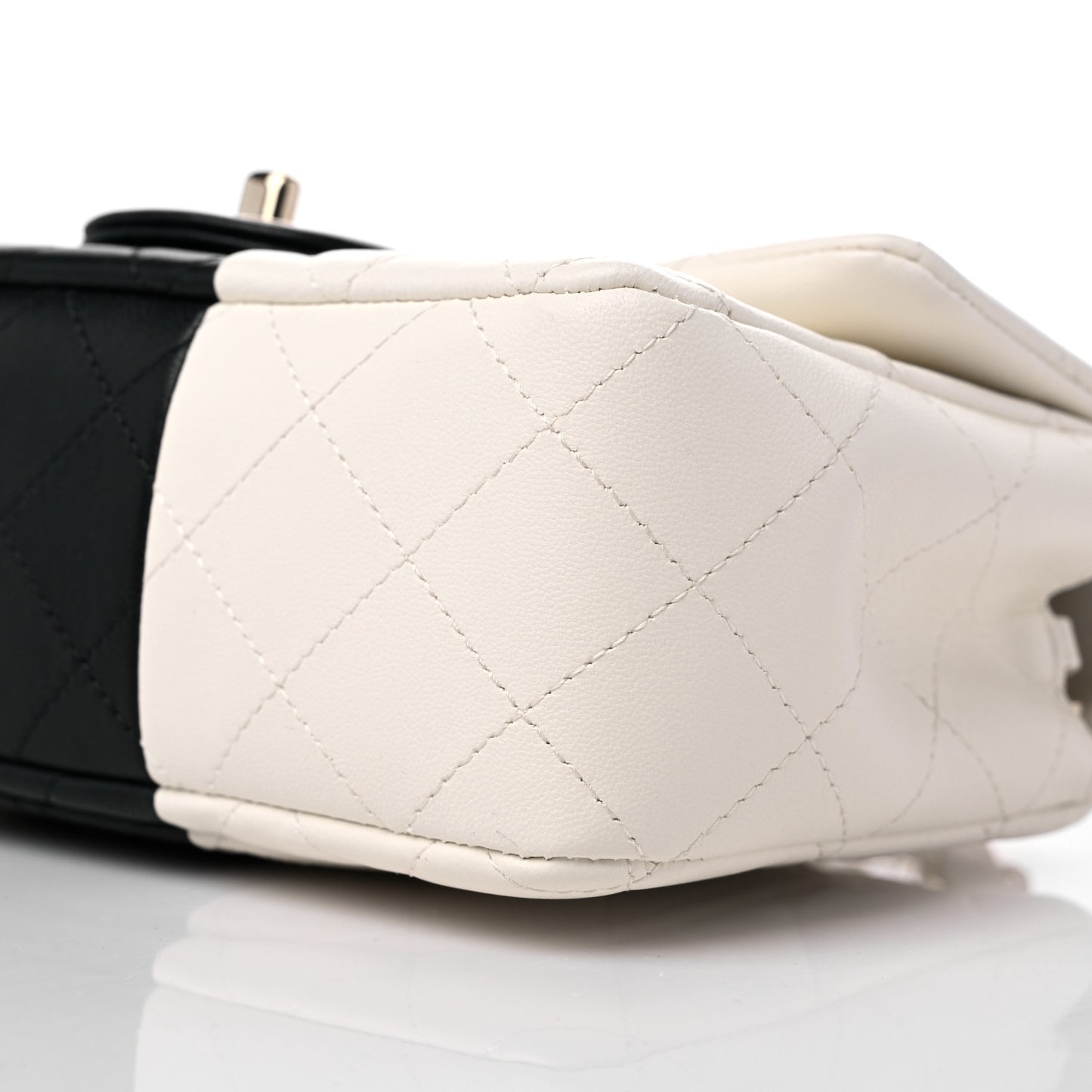 Lambskin Quilted Mini Rectangular Flap White Black