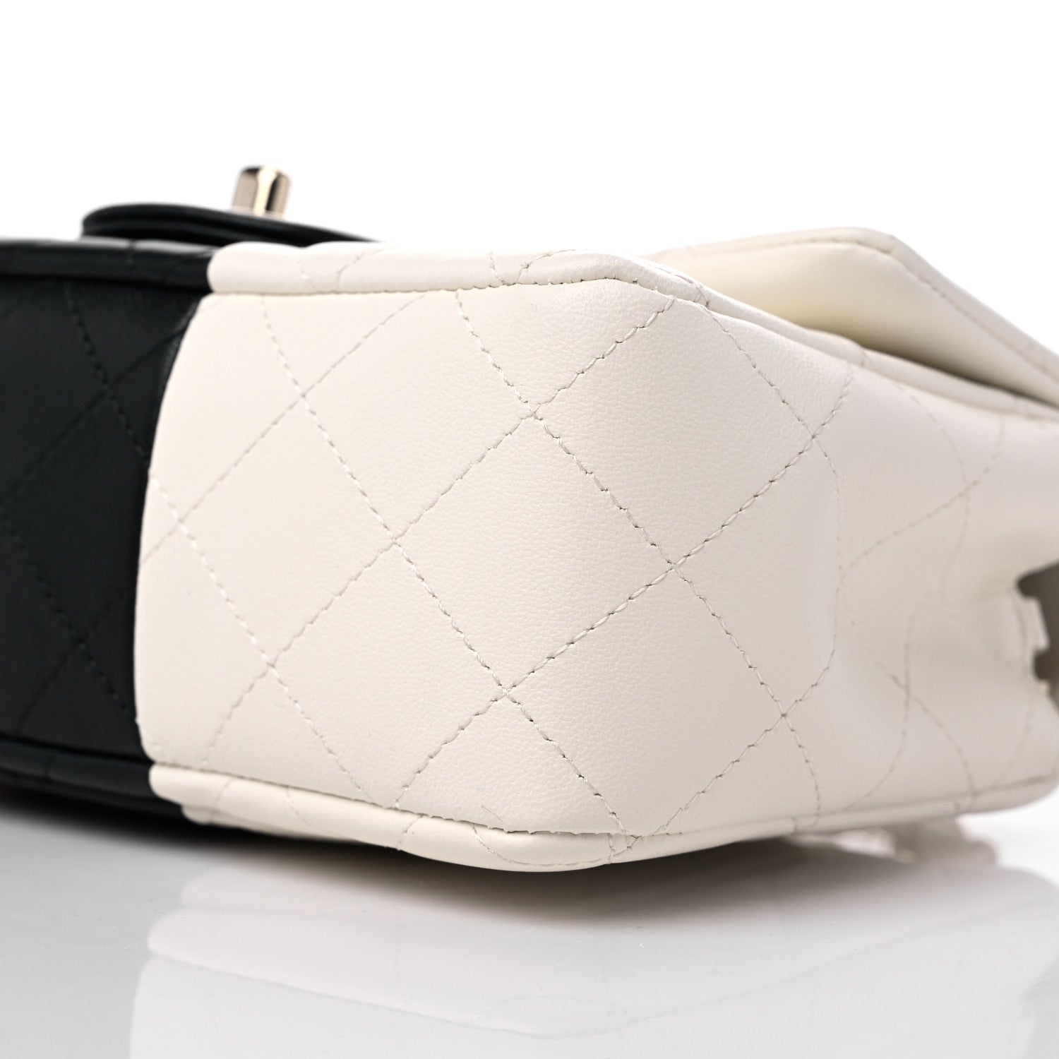 Chanel Lambskin Quilted Mini Rectangular Flap White Black 9 of 11