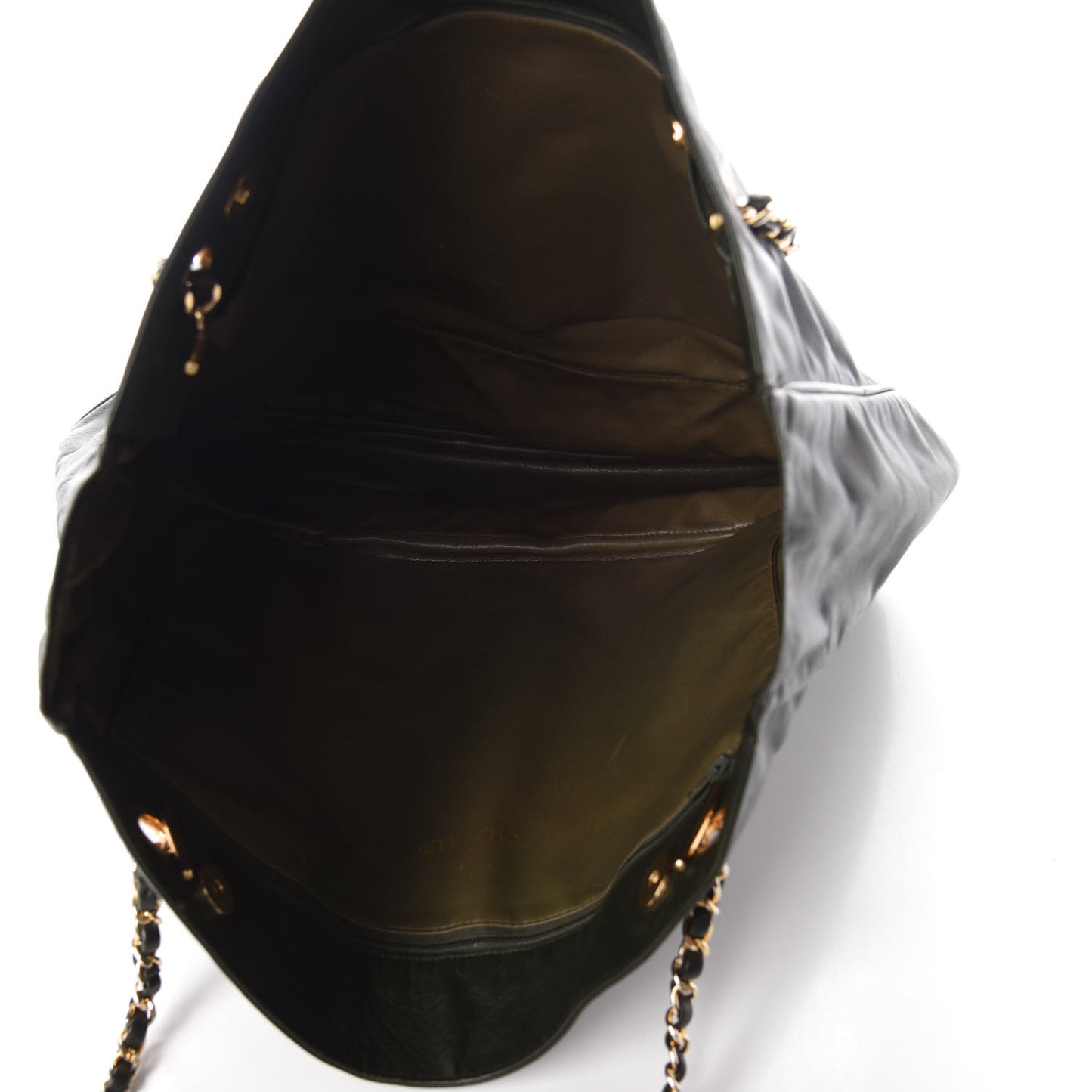 Lambskin Quilted Shopping Tote Green