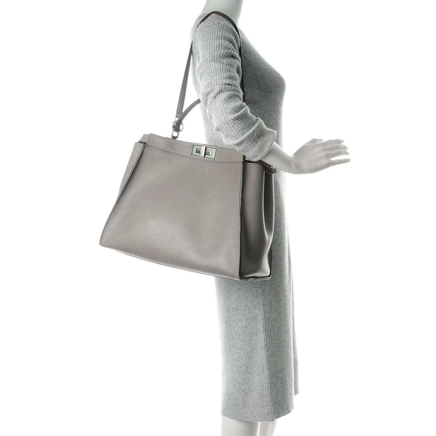Vitello Dolce Marmol Large Peekaboo Iconic Satchel Asfalto Verde Salvia
