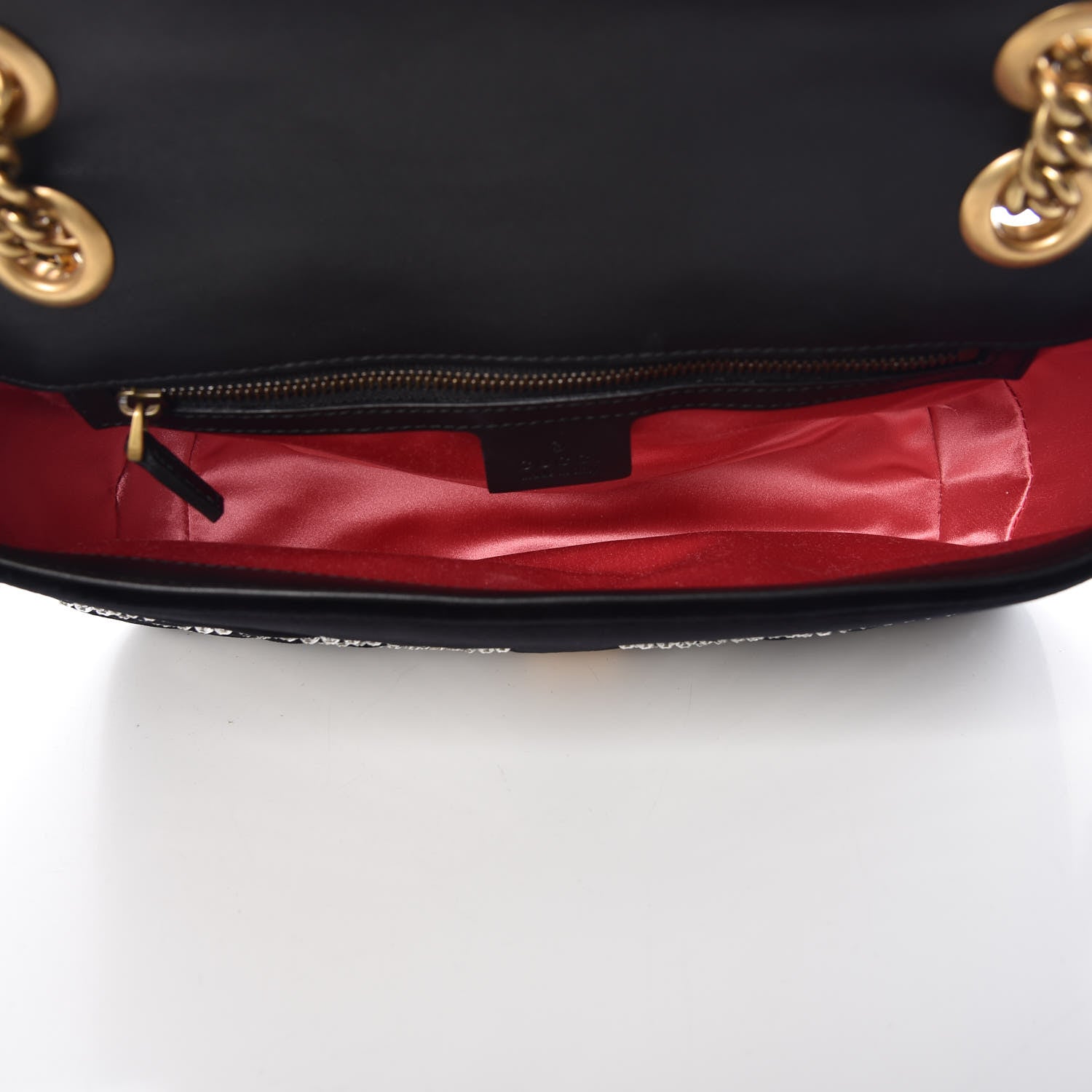 Gucci Velvet Matelasse Marquise Crystals Embroidered Small GG Marmont Shoulder Bag Black 5 of 11