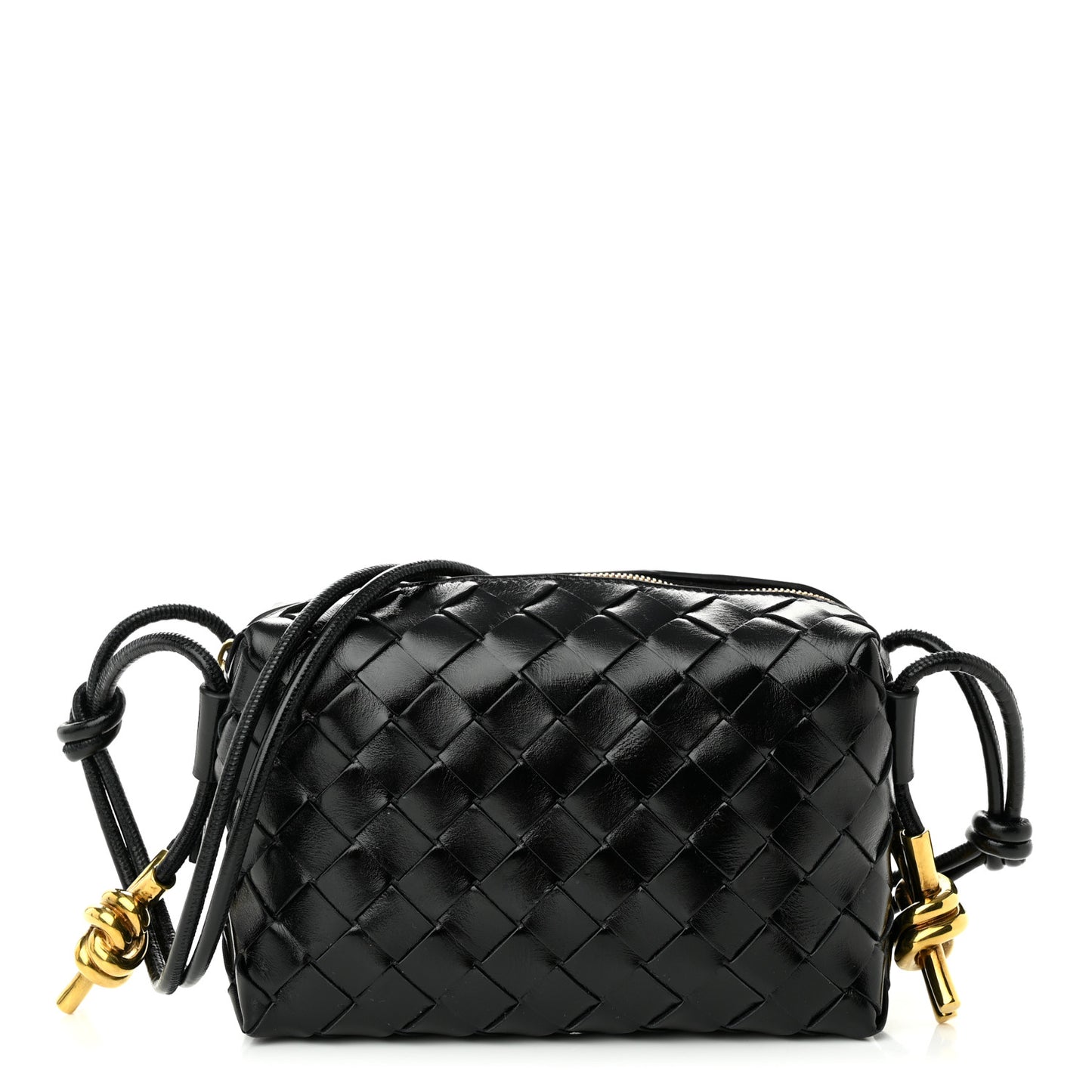 Nappa Intrecciato Metallic Knot Mini Loop Camera Bag Black