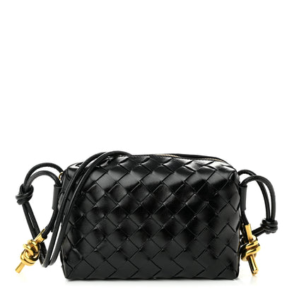 Bottega Veneta Nappa Intrecciato Metallic Knot Mini Loop Camera Bag Black 1 of 8