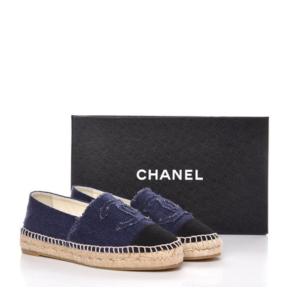 Chanel Linen CC Espadrilles 35 Blue Black 11 of 11