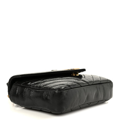 Saint Laurent Shiny Calfskin Matelasse Chevron Monogram Mini College Bag Black 4 of 11