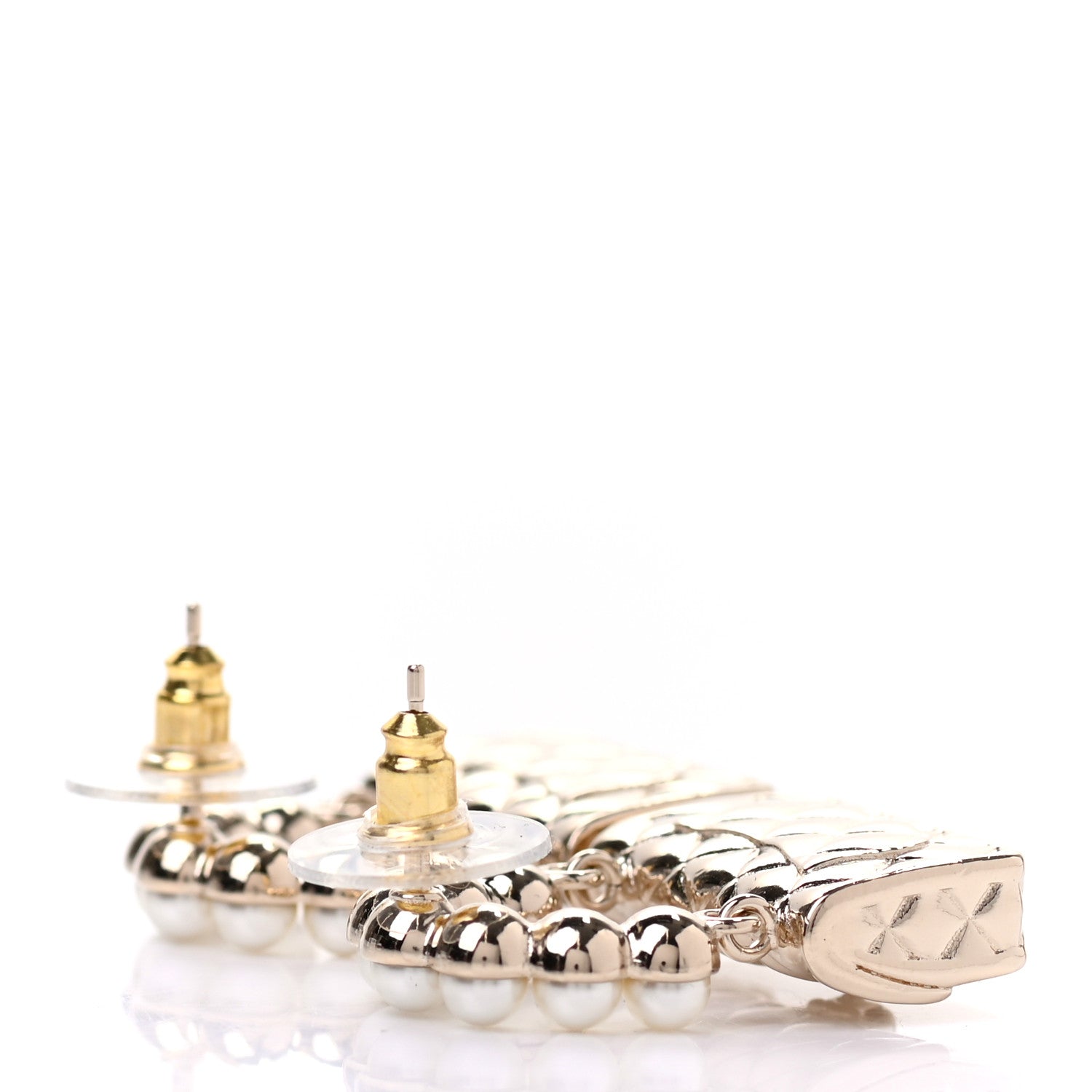 Chanel Pearl Quilted CC Flap Bag Earrings Gold 3 of 4