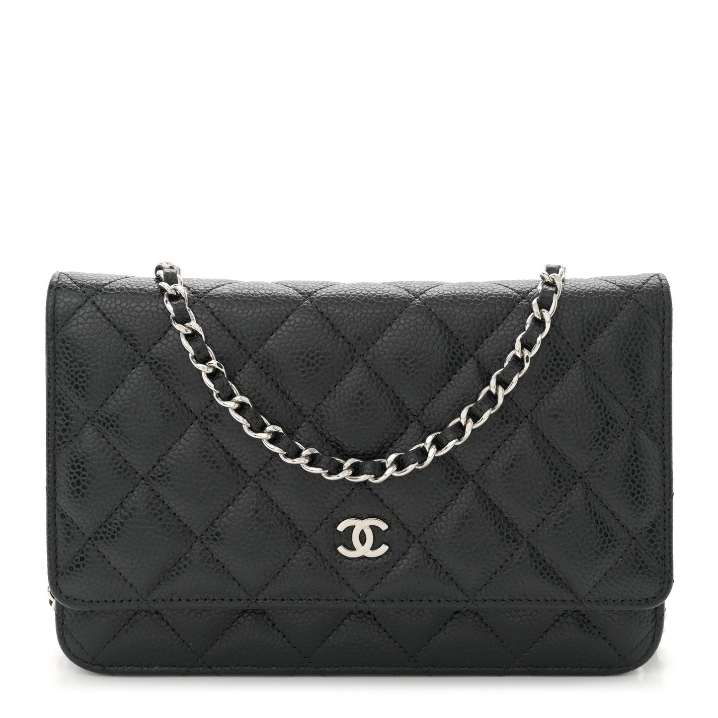 Caviar Quilted Wallet on Chain WOC Black