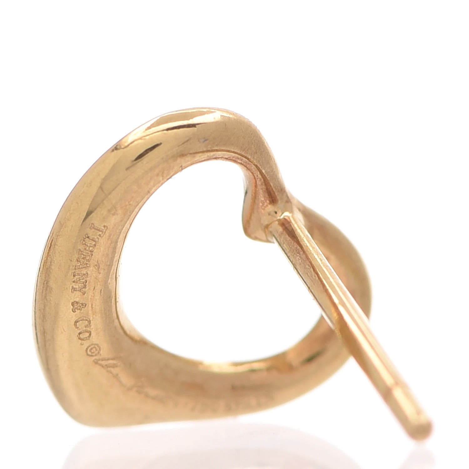 Tiffany 18K Yellow Gold 11mm Elsa Peretti Open Heart Earrings 8 of 10