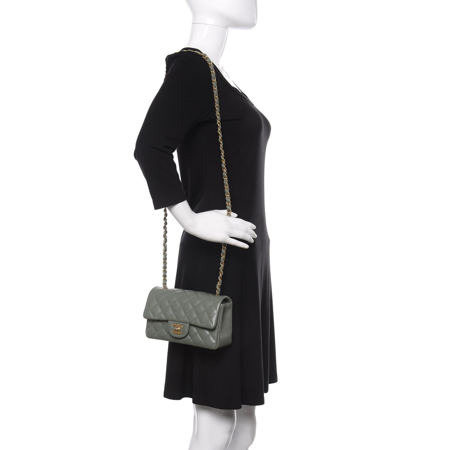 Chanel Iridescent Caviar Quilted Mini Rectangular Flap Green 2 of 11