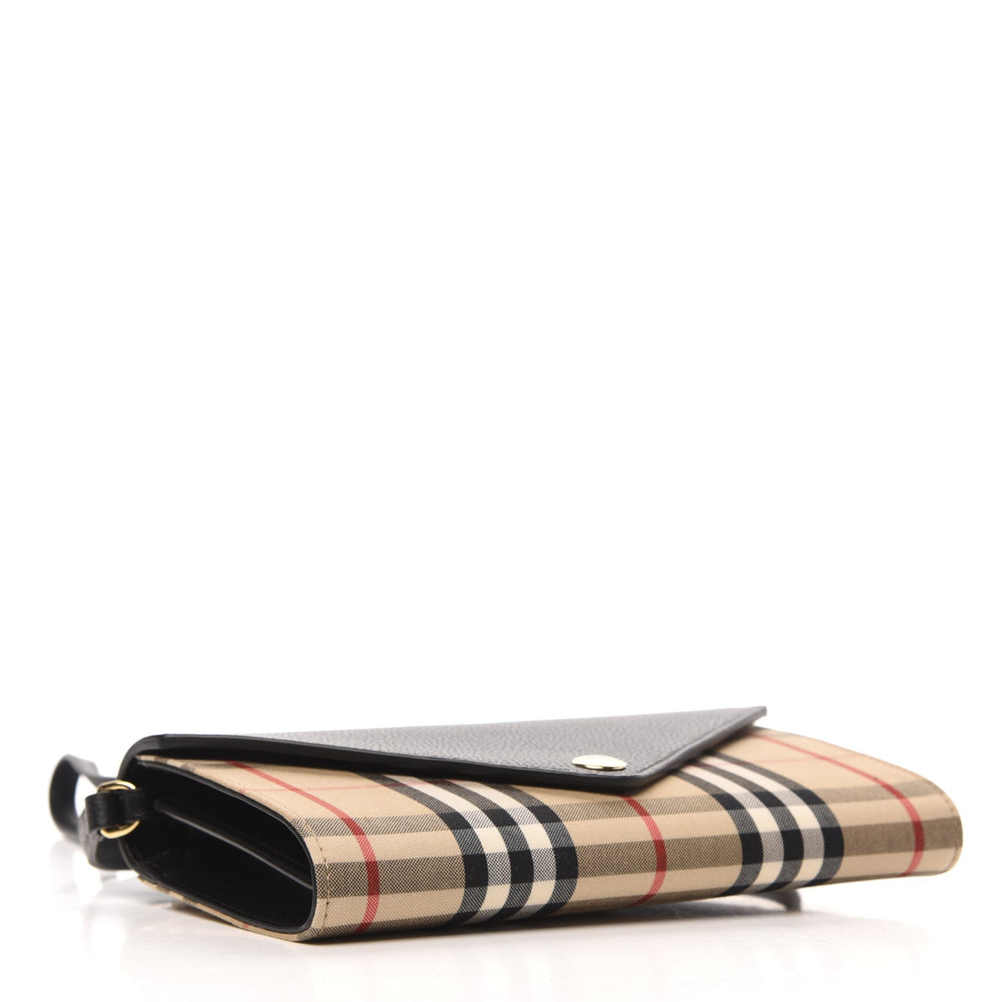 Grainy Calfskin Vintage Check Wallet With Detachable Strap Black