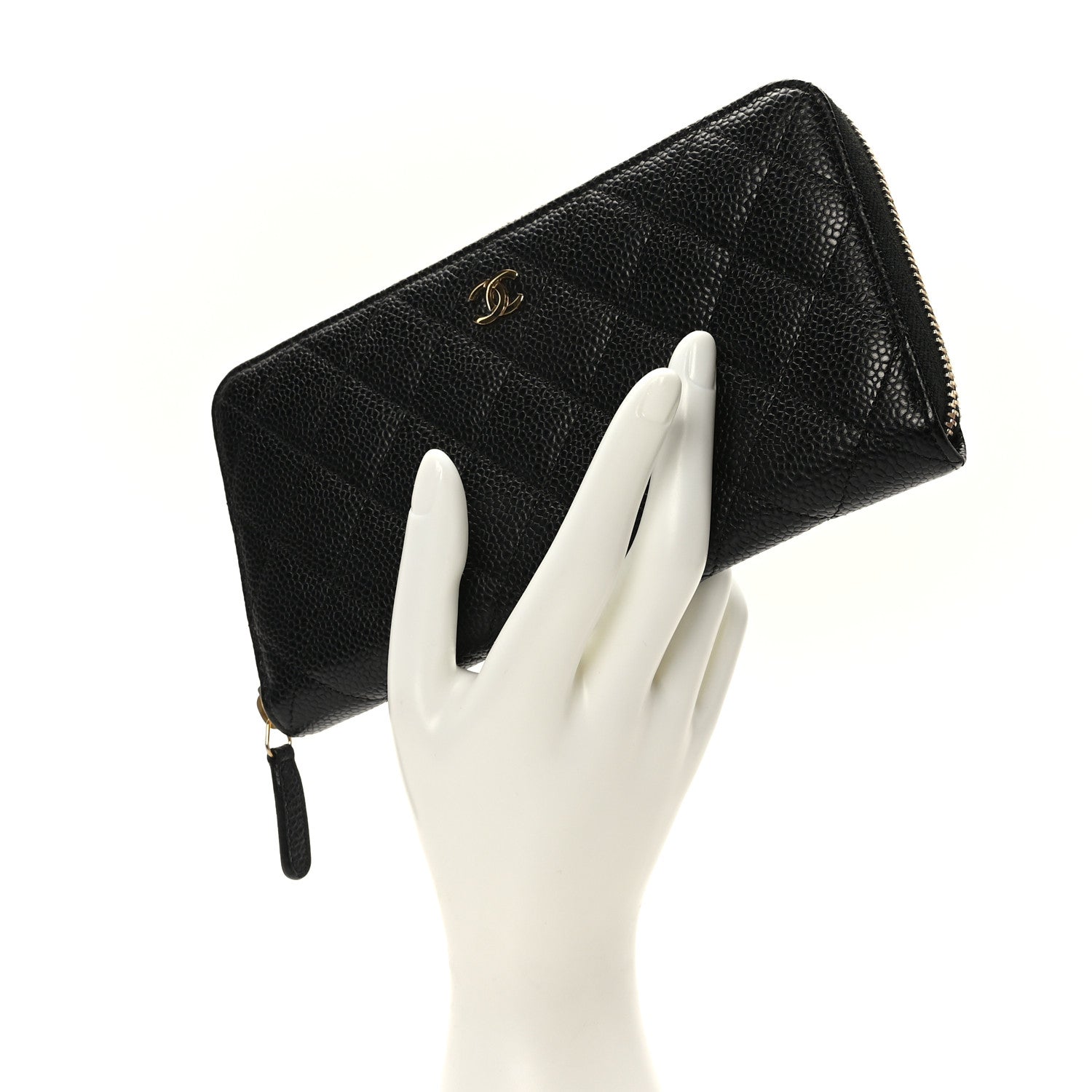Chanel Caviar Quilted Large Gusset Zip Around Wallet Black 2 of 9