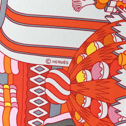 Hermes Silk La Patisserie Francaise Scarf 90 Orange Rose Gris 4 of 5