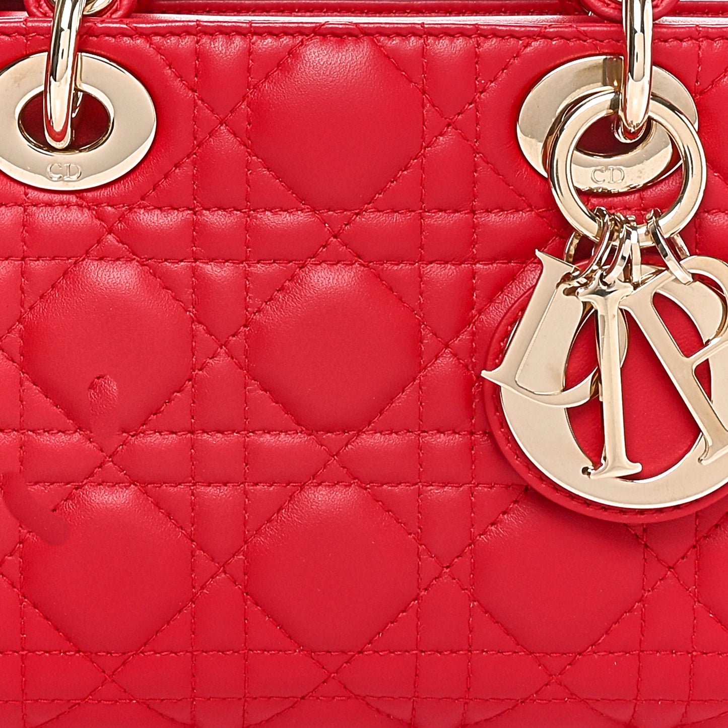 Lambskin Cannage Medium Lady D-Joy Red