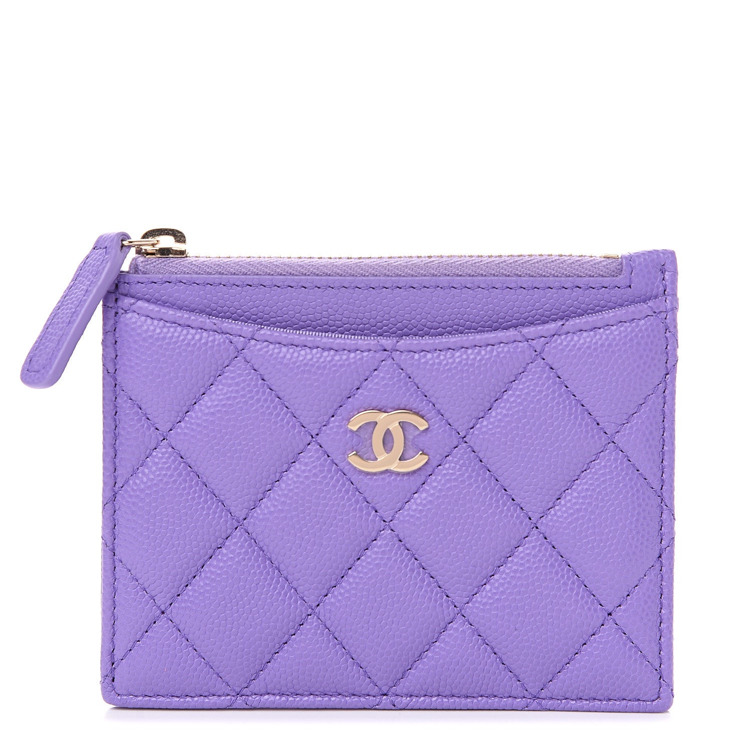 Chanel Caviar Quilted CC Zip Card Holder Purple 1 of 7