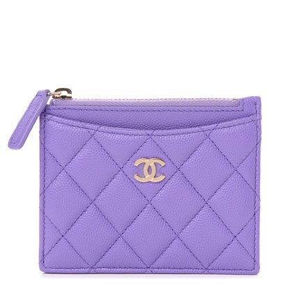 Chanel Caviar Quilted CC Zip Card Holder Purple 1 of 7
