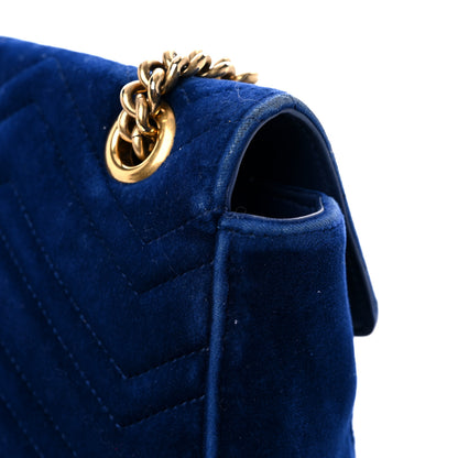 Gucci Velvet Matelasse Medium GG Marmont Shoulder Bag Cobalt Blue 10 of 26