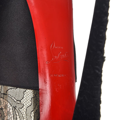 Christian Louboutin Satin Lace Chantilly Astrakan Aeronotoc 160 Bootie 38 Black 6 of 10