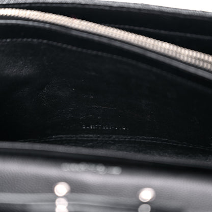 Saint Laurent Grain De Poudre Matelasse Chevron Monogram Chain Wallet Black 10 of 14