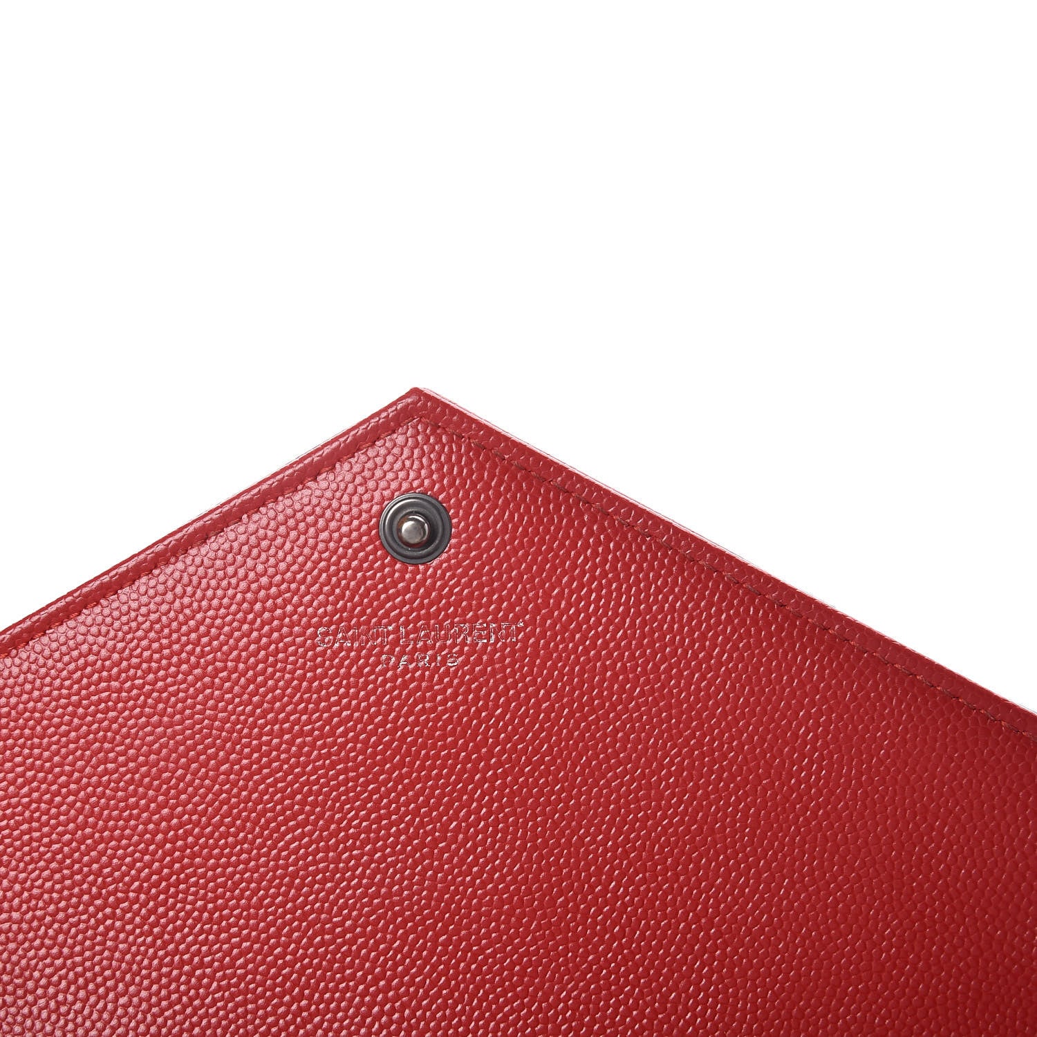 Saint Laurent Grain De Poudre Matelasse Chevron Monogram Envelope Chain Wallet New Red 6 of 11