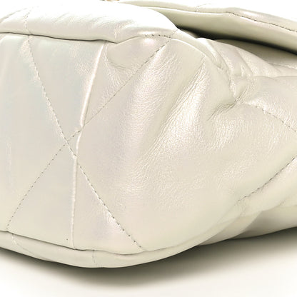 Chanel Iridescent Calfskin Quilted Large Chanel 19 Flap White 10 of 10
