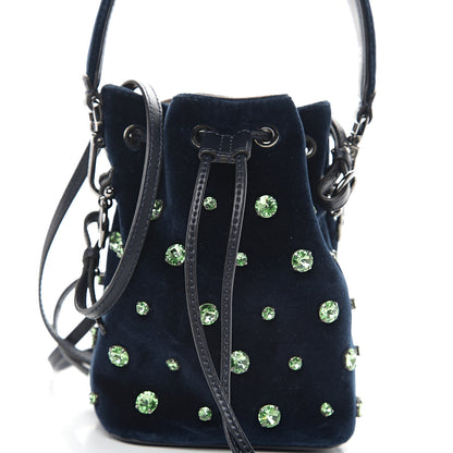 Fendi Velluto Crystal F is Mini Mon Tresor Bucket Bag Blue Notte 9 of 9