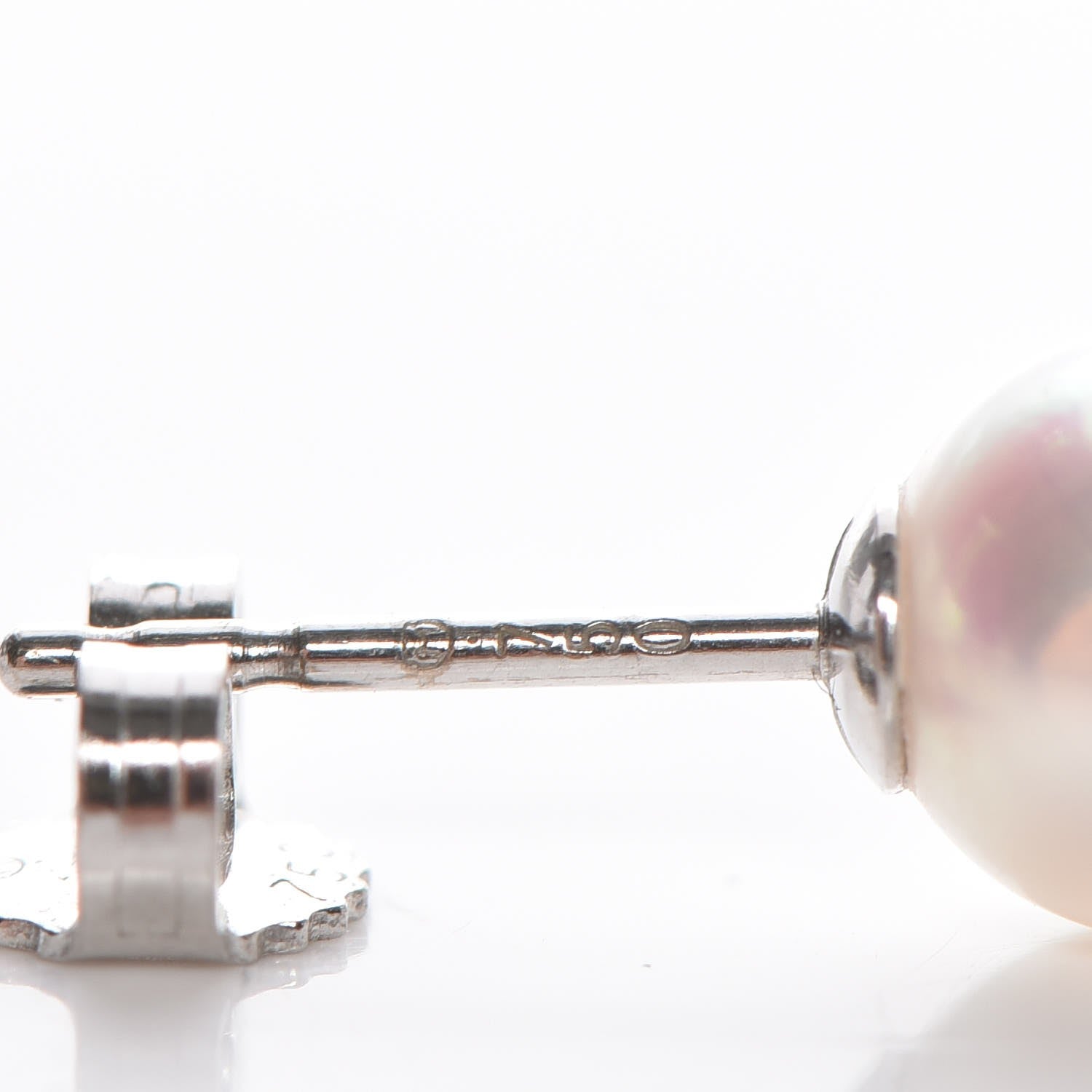 Mikimoto 18K White Gold Pearl 6.5mm Stud Earrings 3 of 5