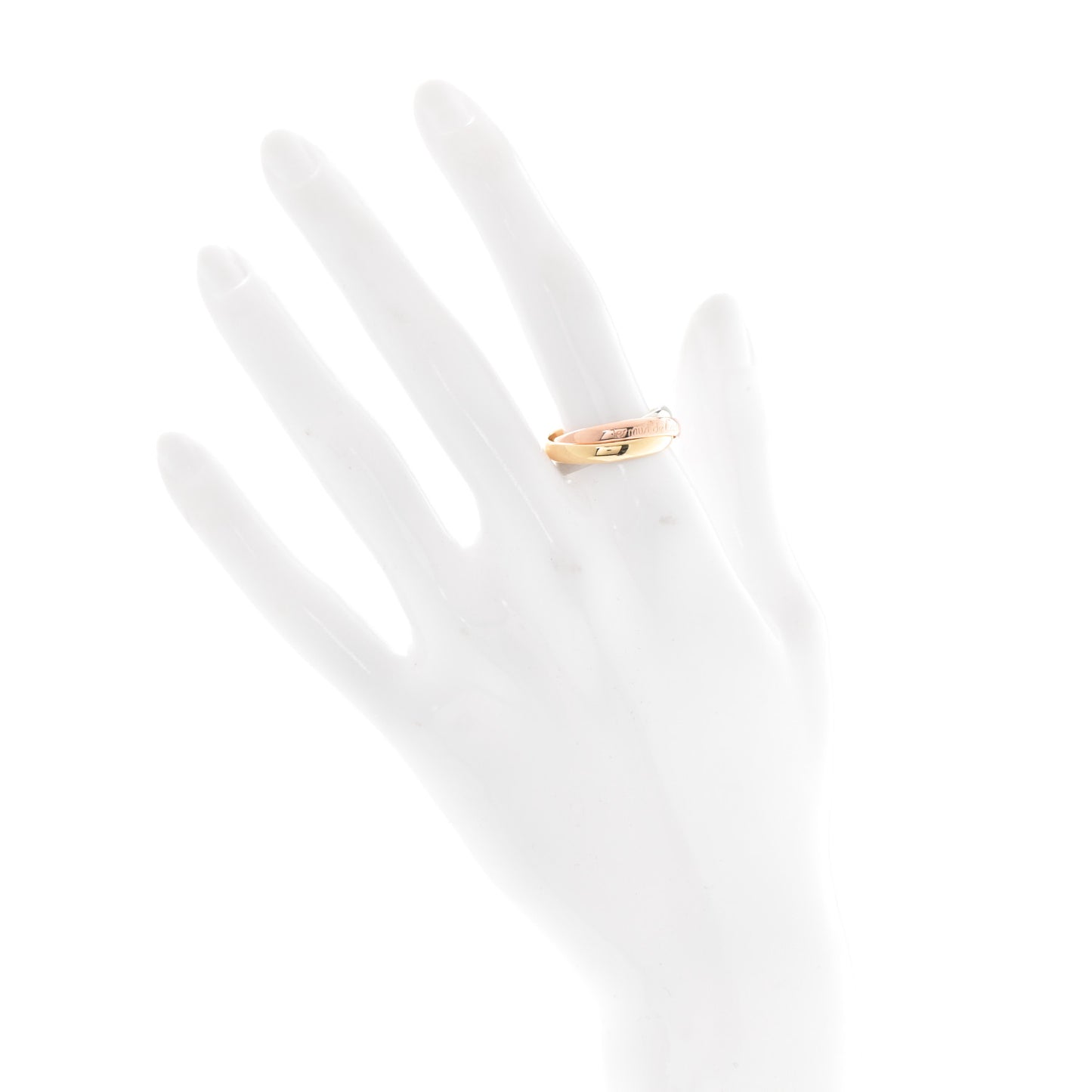 18K Pink Yellow White Gold Classic Les Must De Cartier Trinity Ring 56 7.5