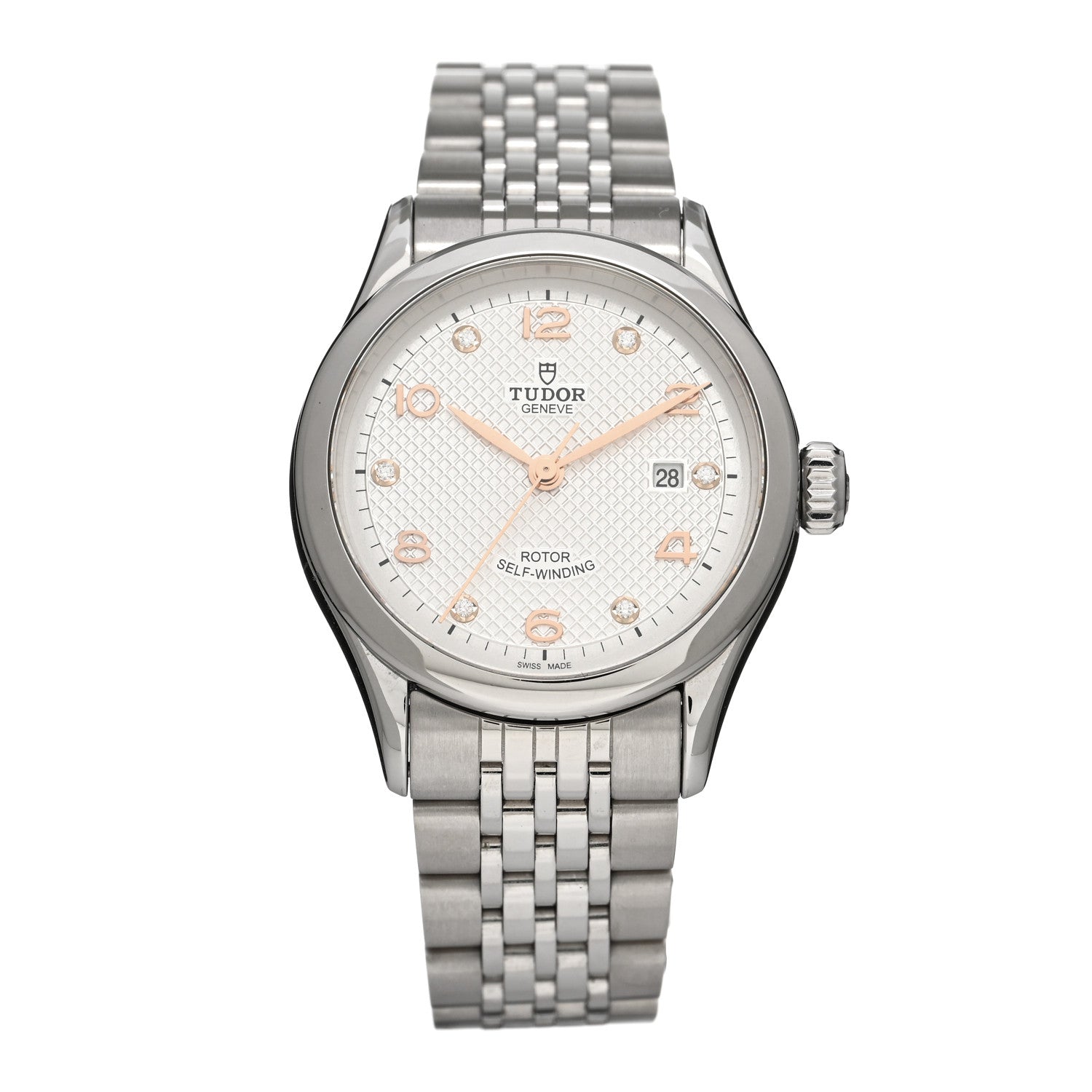 TUDOR Stainless Steel Diamond 28mm 1926 Automatic Watch Silver 91350 1 of 4