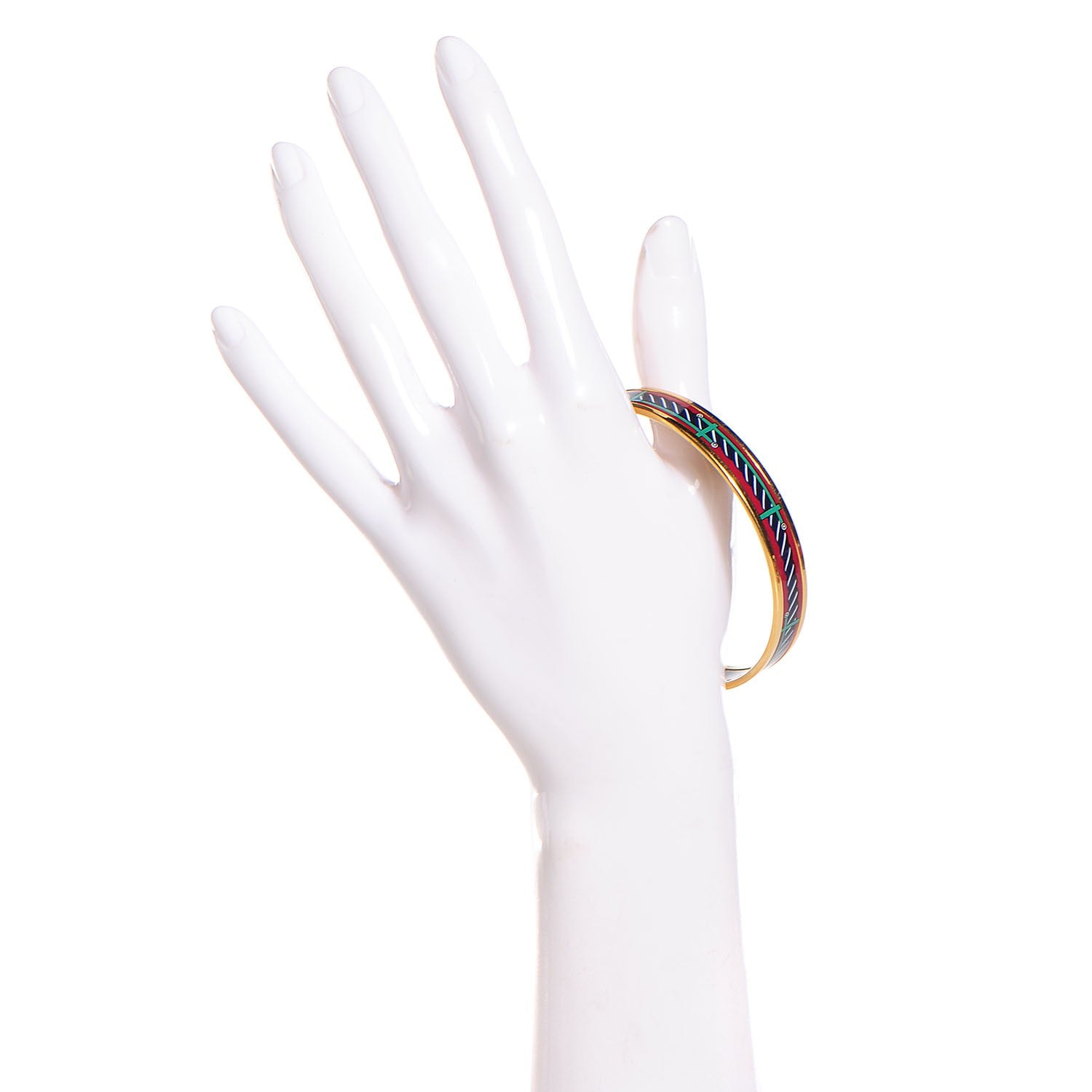 Hermes Enamel Printed Narrow Quadrige Bracelet 70 2 of 5